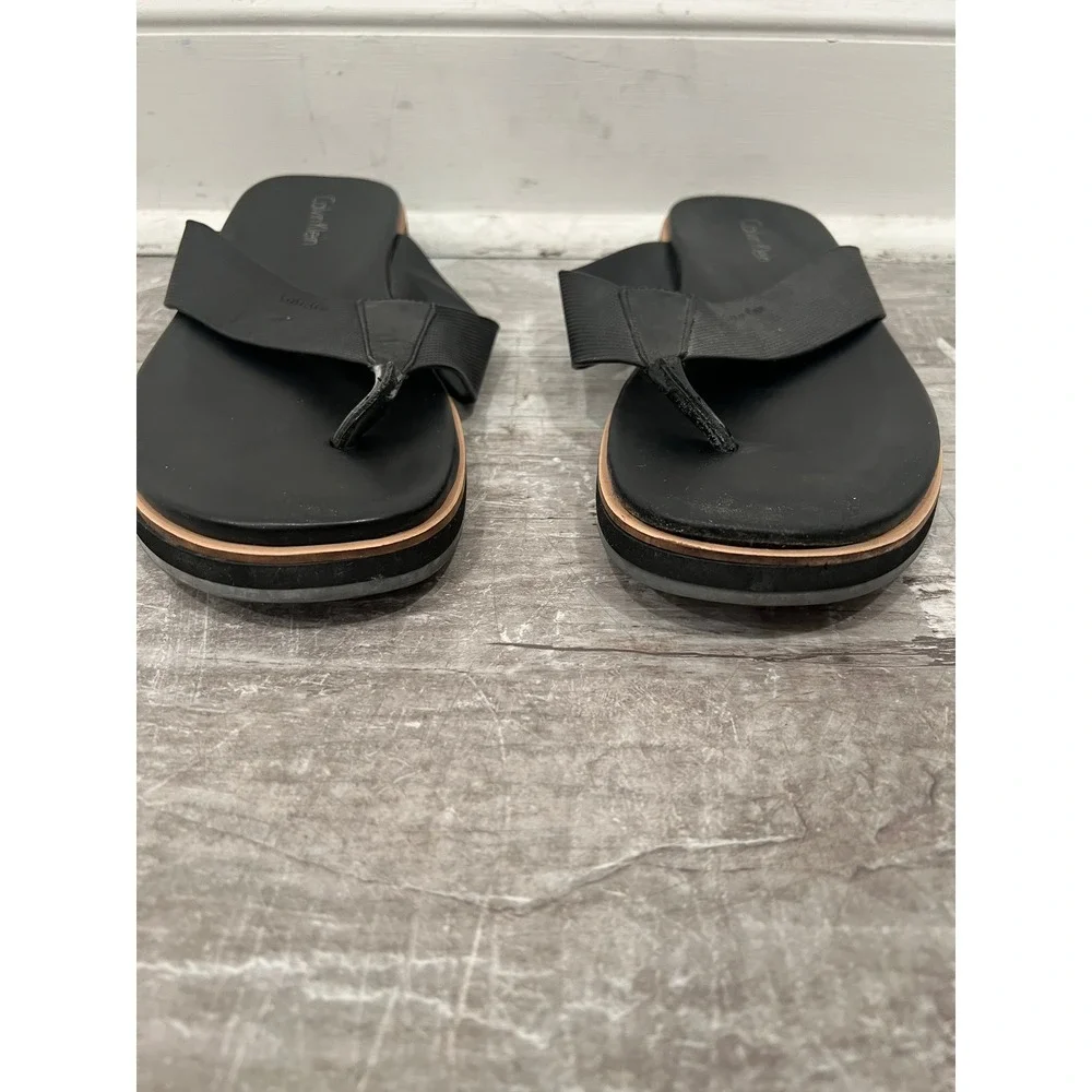 Calvin Klein Thong Sandals Mens Black Sandals Deano Style Flip Flops Size 11